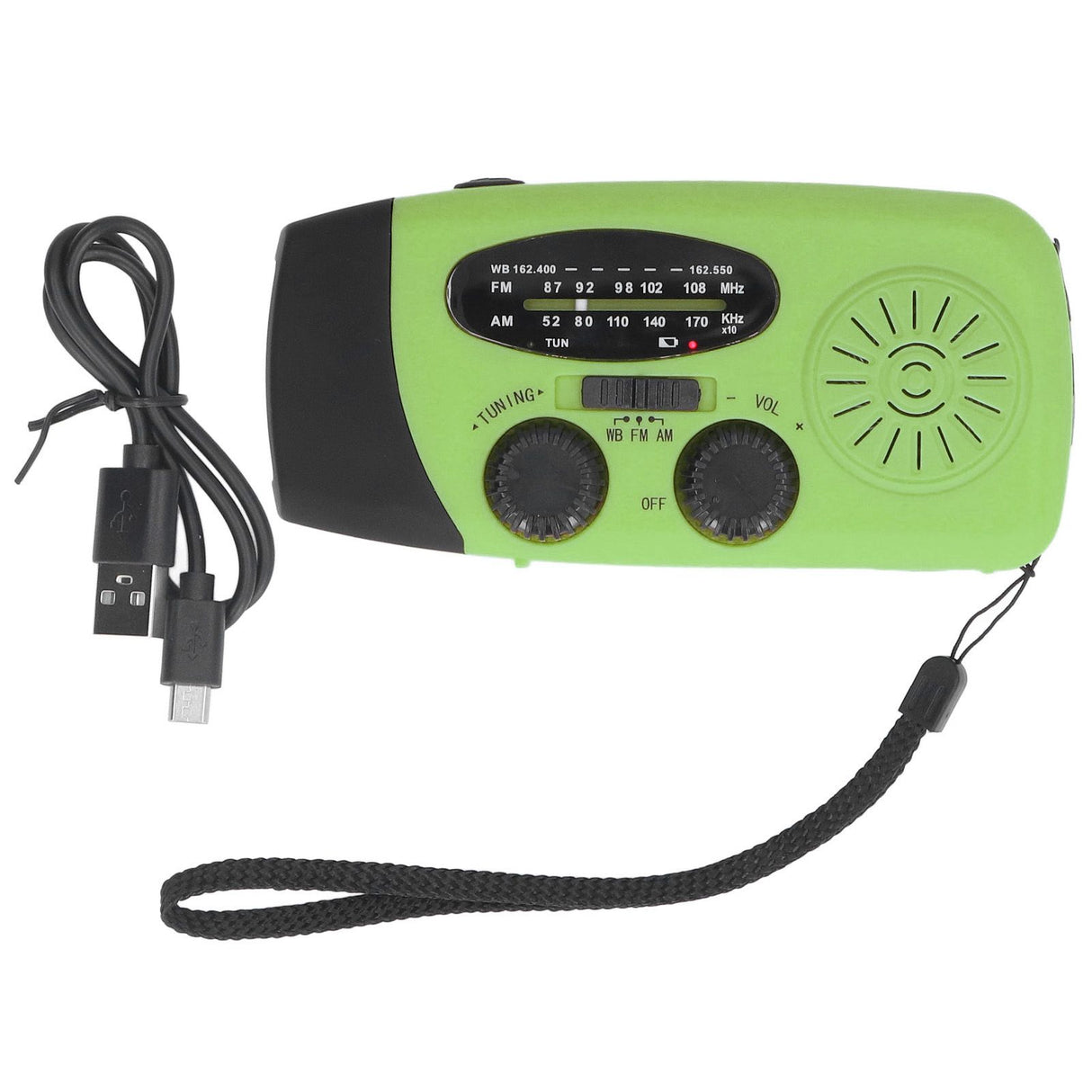 Hand Crank Solar Radio Multifunctional Emergency Radio LED Radio with Flashlight for Outdoor CampingGreen America