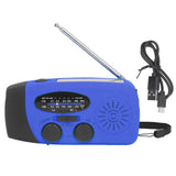 Hand Crank Solar Radio Multifunctional Emergency Radio LED Radio with Flashlight for Outdoor CampingBlue America