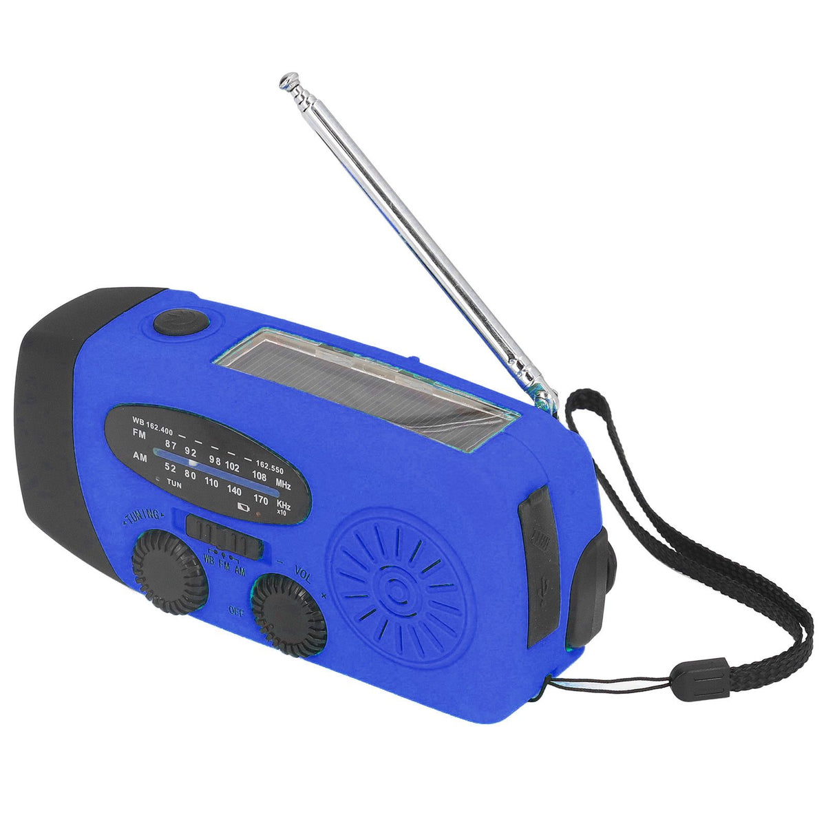 Hand Crank Solar Radio Multifunctional Emergency Radio LED Radio with Flashlight for Outdoor CampingBlue America