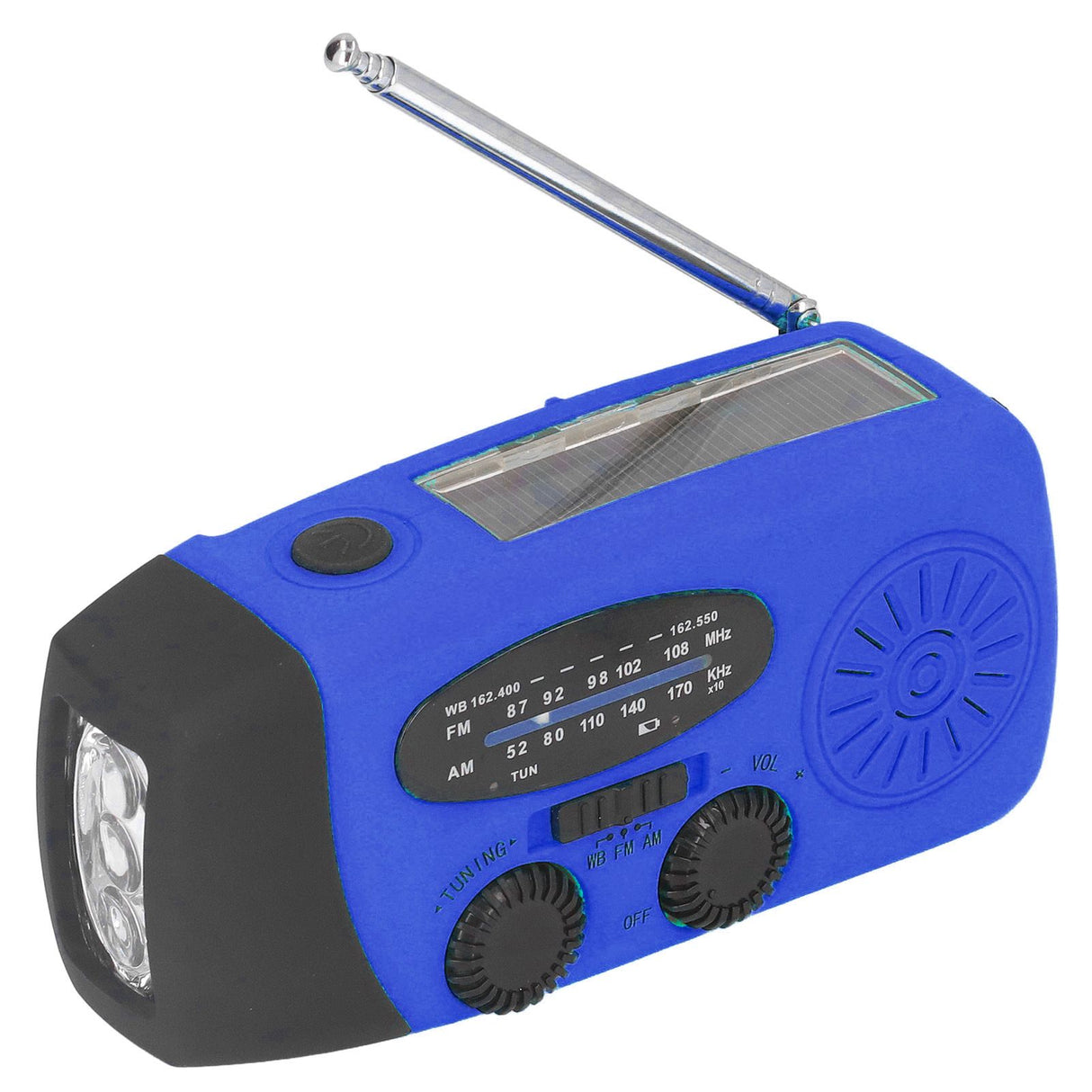 Hand Crank Solar Radio Multifunctional Emergency Radio LED Radio with Flashlight for Outdoor CampingBlue America