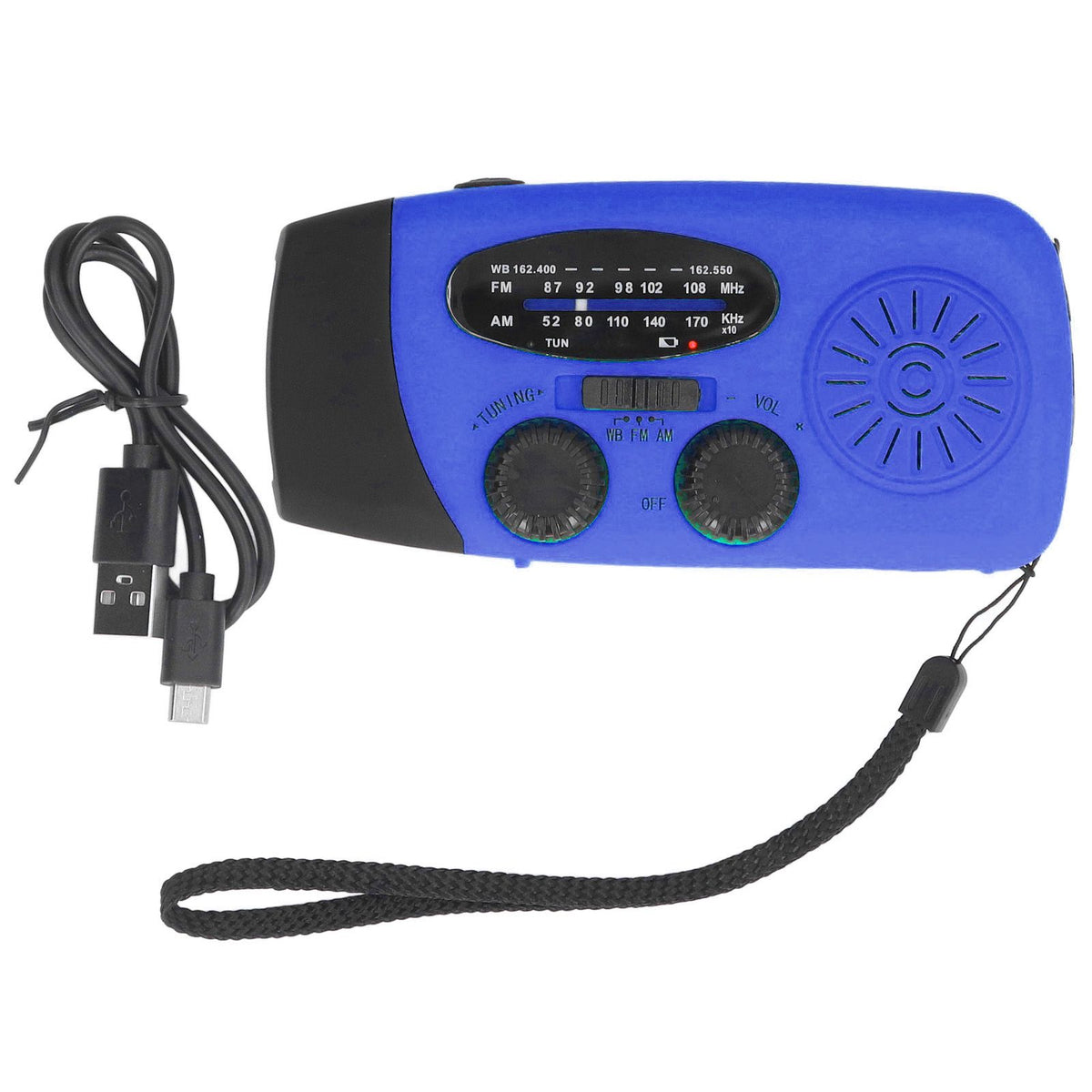 Hand Crank Solar Radio Multifunctional Emergency Radio LED Radio with Flashlight for Outdoor CampingBlue America