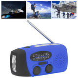 Hand Crank Solar Radio Multifunctional Emergency Radio LED Radio with Flashlight for Outdoor CampingBlue America