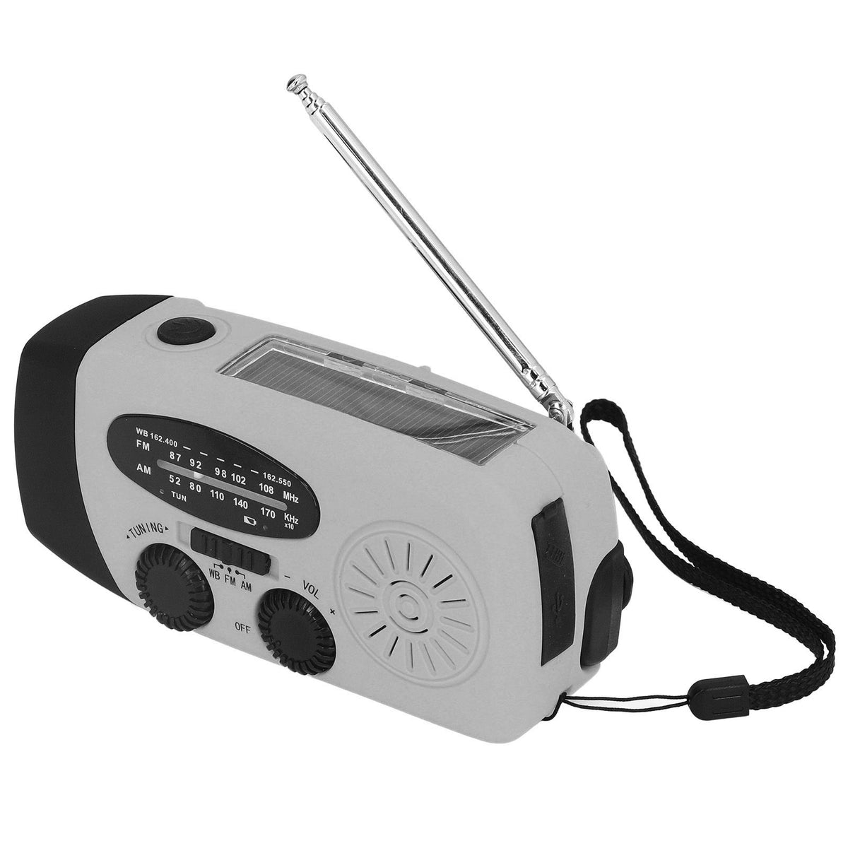 Hand Crank Solar Radio Multifunctional Emergency Radio LED Radio with Flashlight for Outdoor CampingSilver Gray America