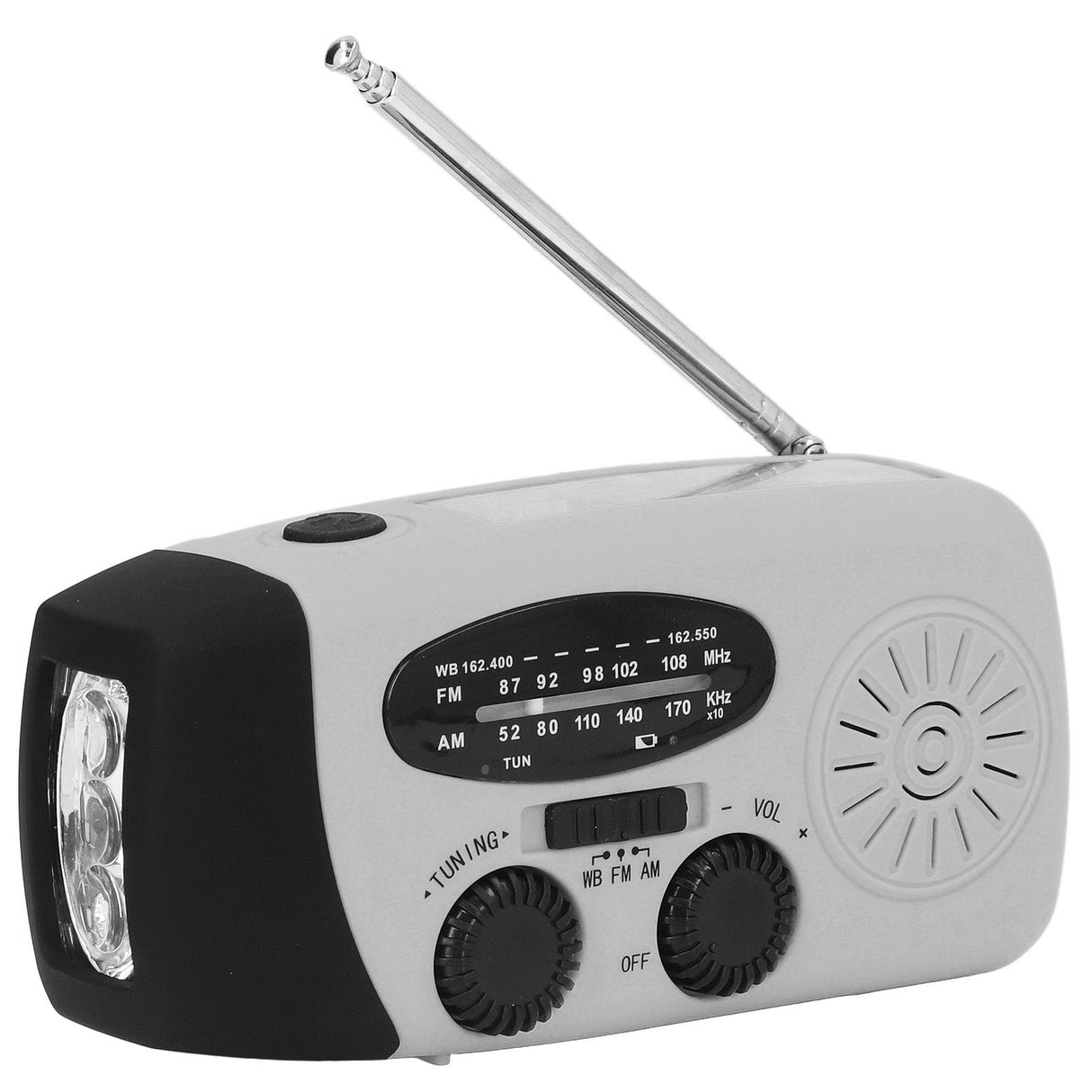 Hand Crank Solar Radio Multifunctional Emergency Radio LED Radio with Flashlight for Outdoor CampingSilver Gray America