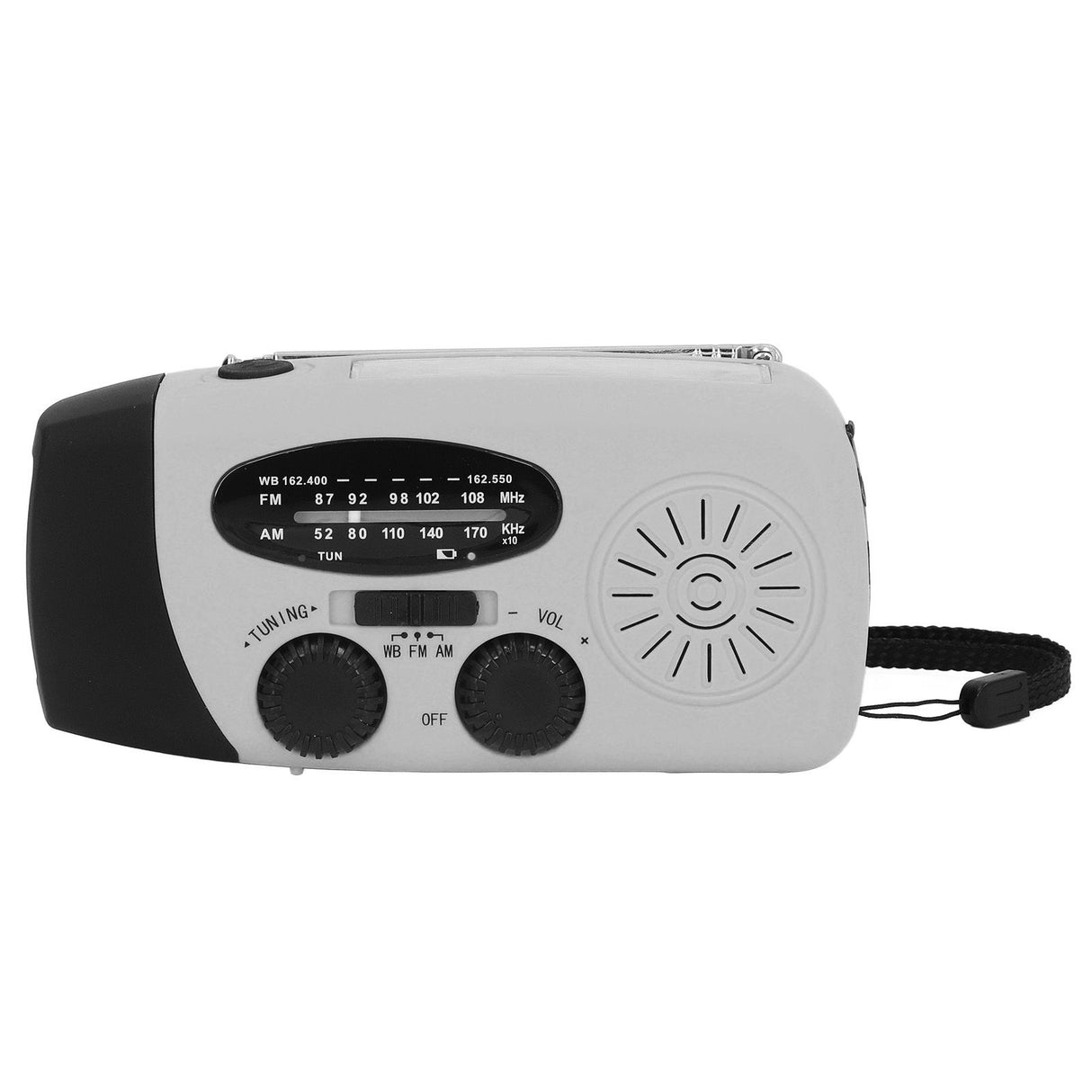 Hand Crank Solar Radio Multifunctional Emergency Radio LED Radio with Flashlight for Outdoor CampingSilver Gray America