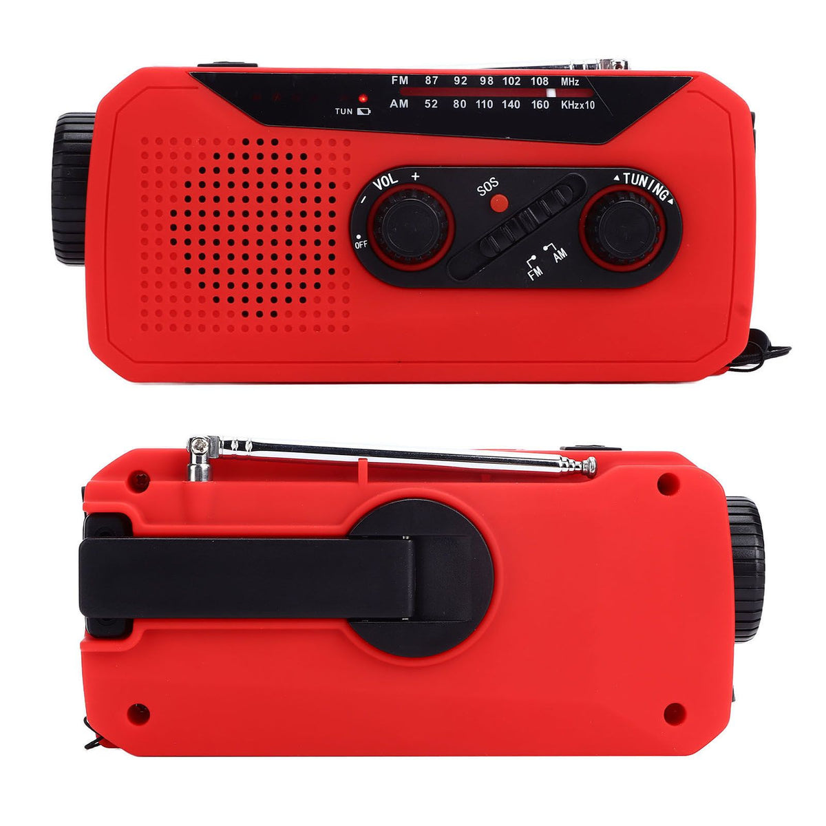 Emergency Radio Hand Power Generation Solar Radio with LED Flashlight 2000mah Charging for Camping HikingRed EU Type