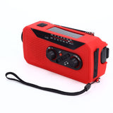 Emergency Radio Hand Power Generation Solar Radio with LED Flashlight 2000mah Charging for Camping HikingRed EU Type - Side View