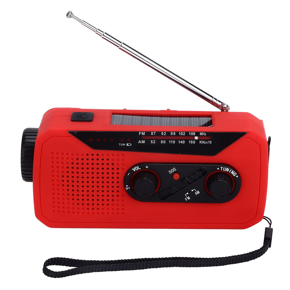 Emergency Radio Hand Power Generation Solar Radio with LED Flashlight 2000mah Charging for Camping HikingRed EU Type