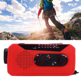 Emergency Radio Hand Power Generation Solar Radio with LED Flashlight 2000mah Charging for Camping HikingRed EU Type - Extra Image