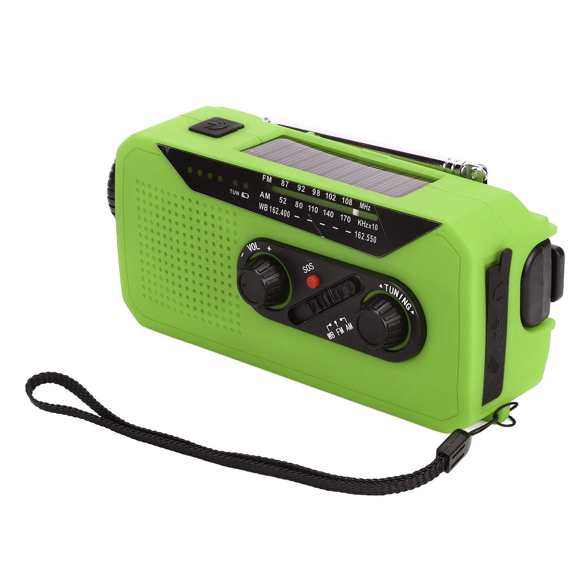Emergency Radio Hand Power Generation Solar Radio with LED Flashlight 2000mah Charging for Camping HikingGreen US Type