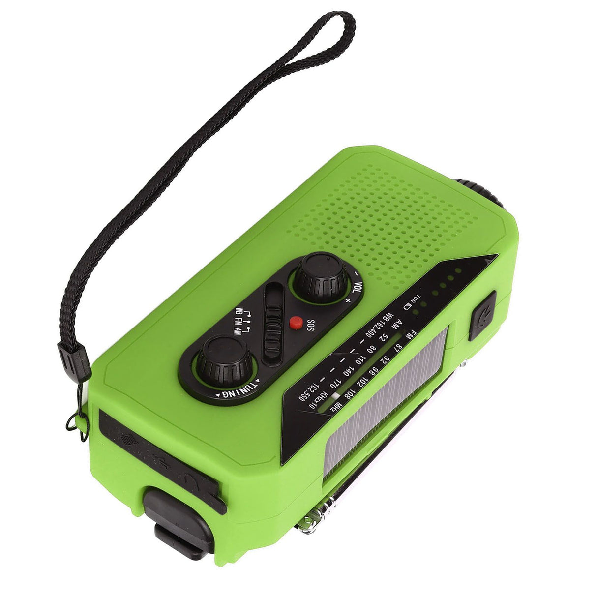Emergency Radio Hand Power Generation Solar Radio with LED Flashlight 2000mah Charging for Camping HikingGreen US Type