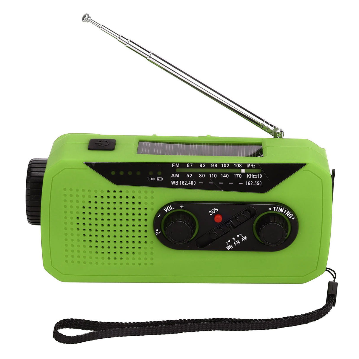 Emergency Radio Hand Power Generation Solar Radio with LED Flashlight 2000mah Charging for Camping HikingGreen US Type