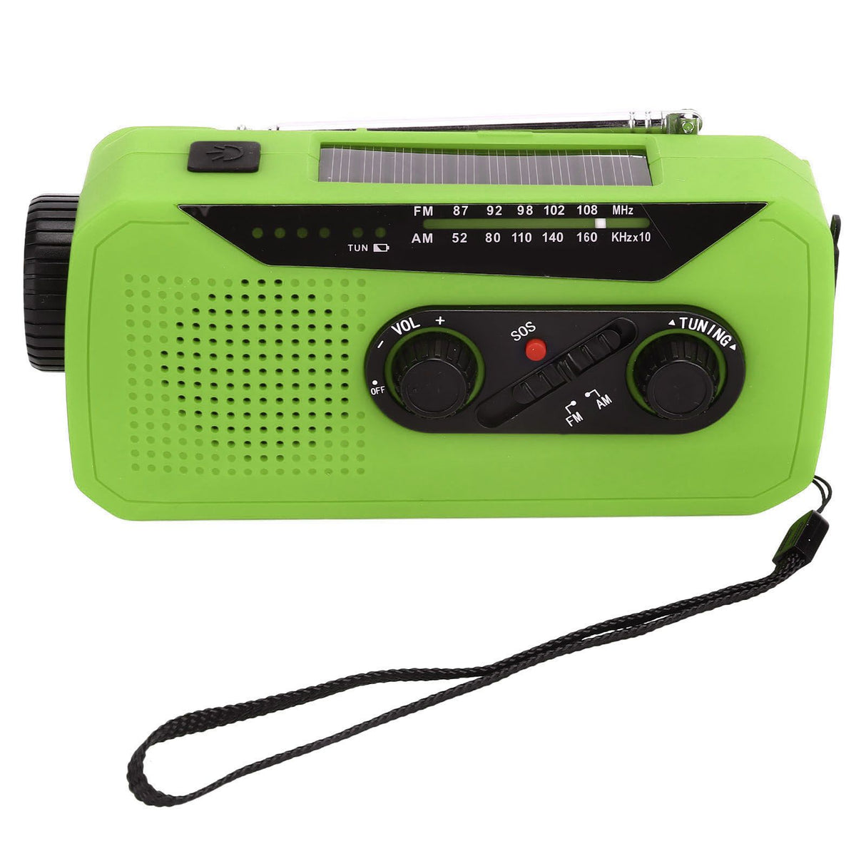 Emergency Radio Hand Power Generation Solar Radio with LED Flashlight 2000mah Charging for Camping HikingGreen EU Type