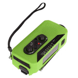 Emergency Radio Hand Power Generation Solar Radio with LED Flashlight 2000mah Charging for Camping HikingGreen EU Type - Rear View