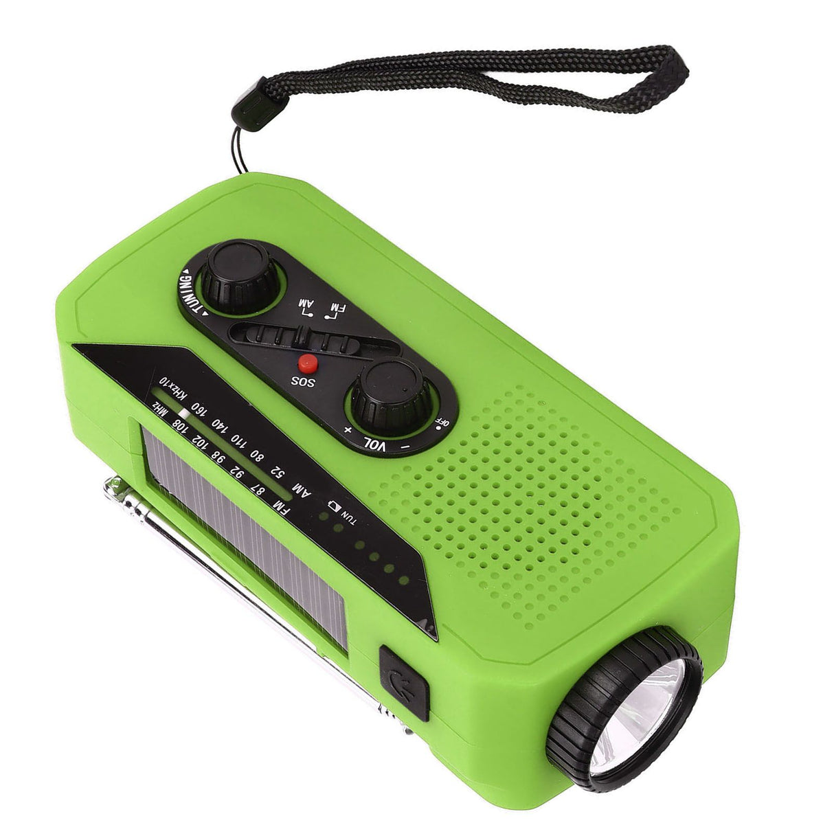 Emergency Radio Hand Power Generation Solar Radio with LED Flashlight 2000mah Charging for Camping HikingGreen EU Type
