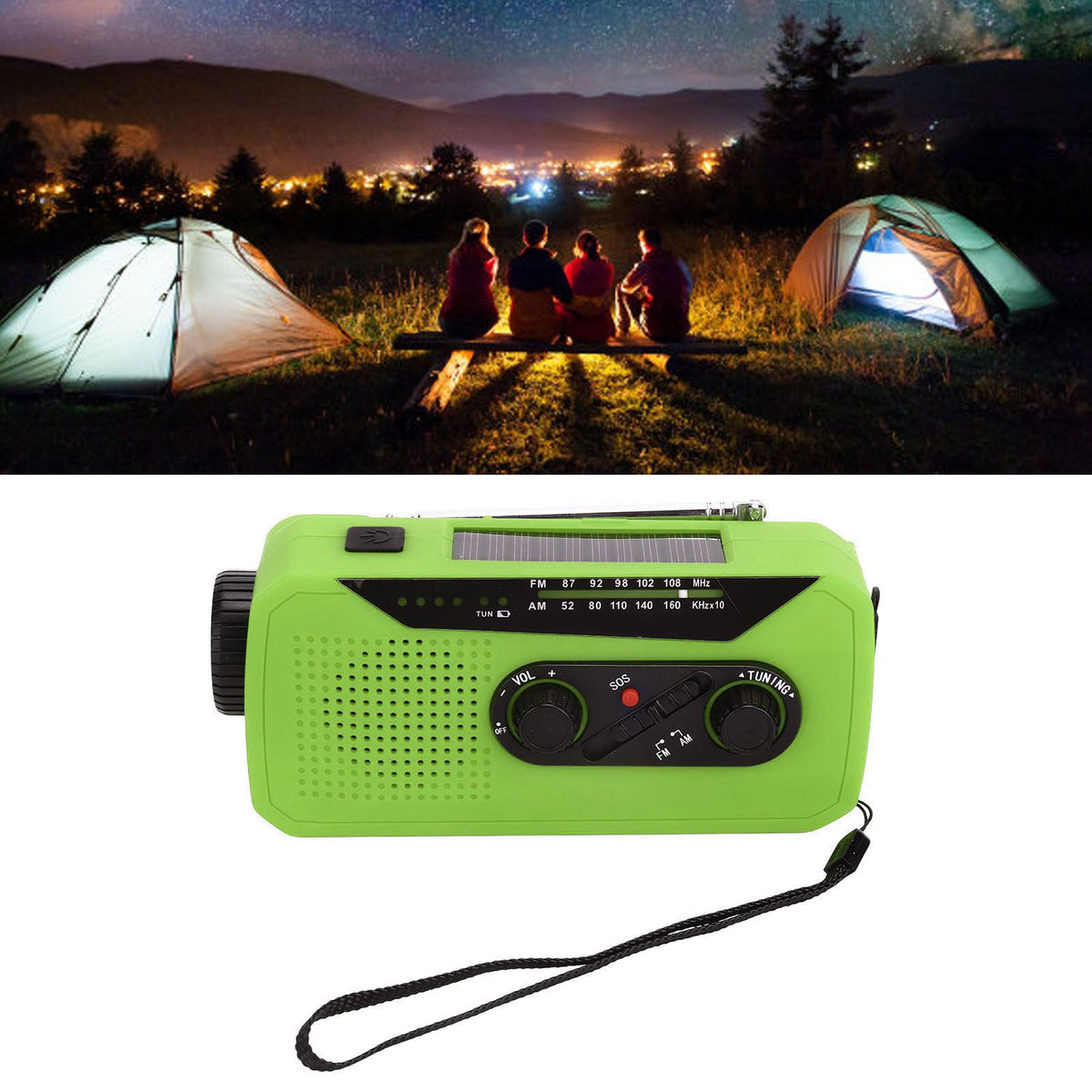 Emergency Radio Hand Power Generation Solar Radio with LED Flashlight 2000mah Charging for Camping HikingGreen EU Type