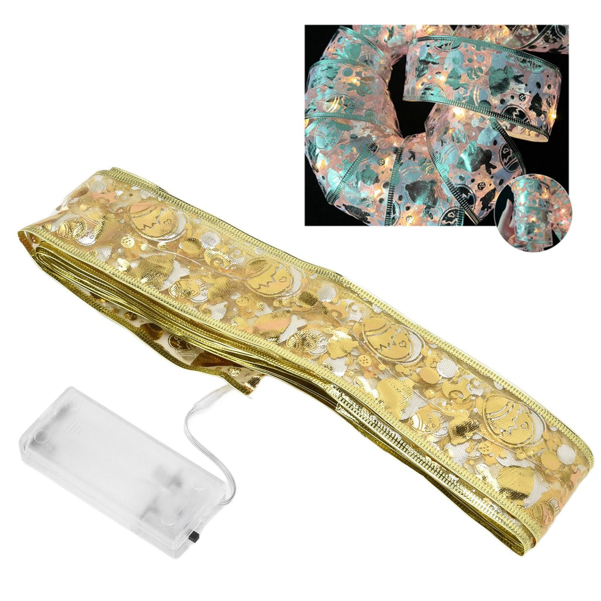 Ribbon Fairy LED Lights Gold Easter Decoration String Shining Ribbon Fairy Lights 5M