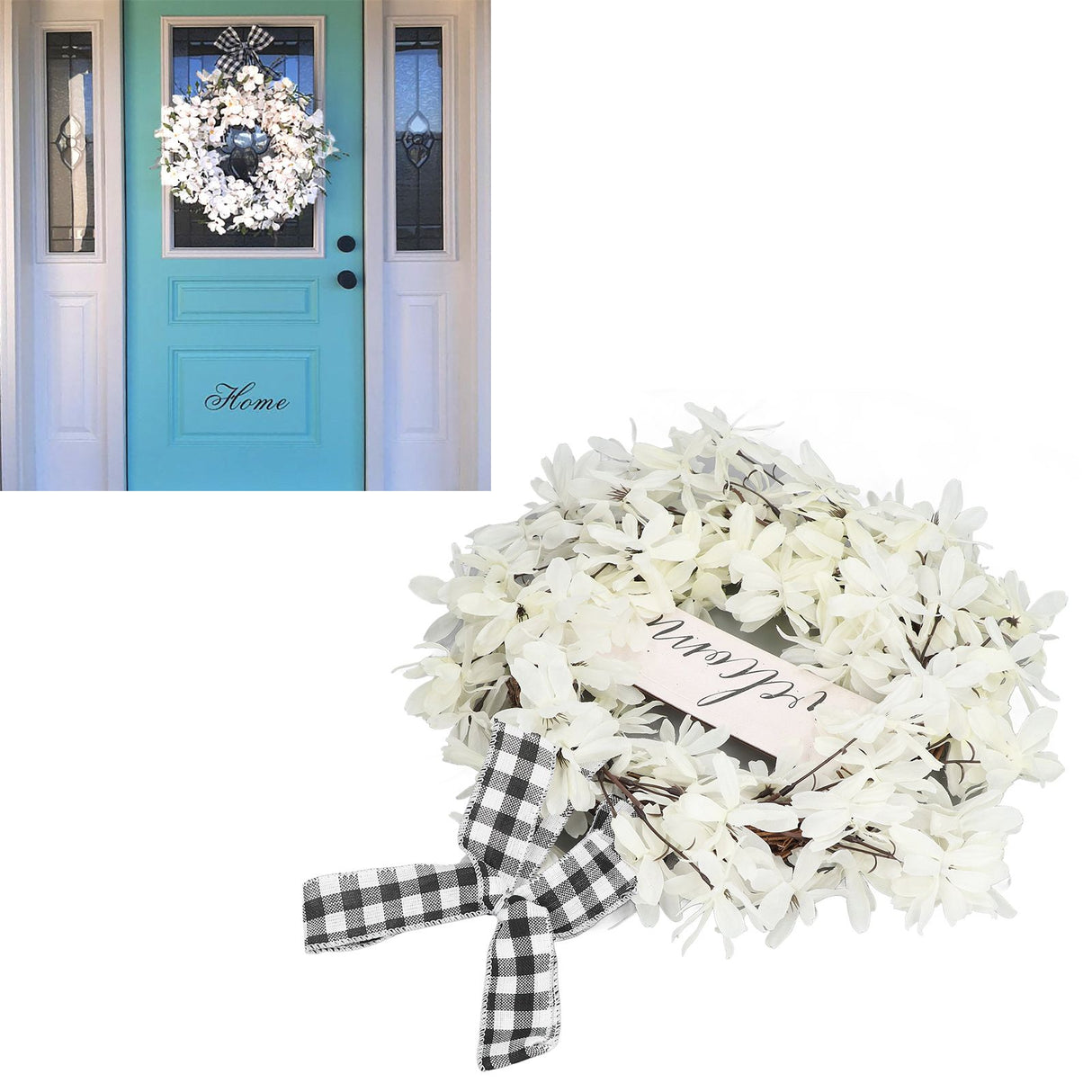 Imitation White Dogwood Wreath Simulation Vibrant Wreath Decoration for Home Door