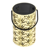 LED Hanging Lantern with Leaf Hollow Pattern Portable Fireplace Lamp for Party House Yard Decoration Gold