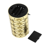 LED Hanging Lantern with Leaf Hollow Pattern Portable Fireplace Lamp for Party House Yard Decoration Gold - Top-Down View