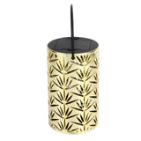 LED Hanging Lantern with Leaf Hollow Pattern Portable Fireplace Lamp for Party House Yard Decoration Gold