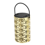 LED Hanging Lantern with Leaf Hollow Pattern Portable Fireplace Lamp for Party House Yard Decoration Gold