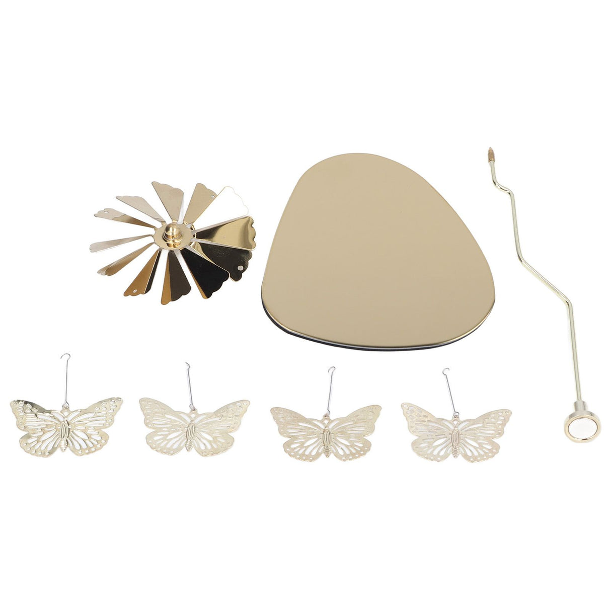 Candle Holder Round Triangle Tray Romantic European Style Stainless Steel Rotating Aromatherapy Wind Chime Candle Holder Butterfly