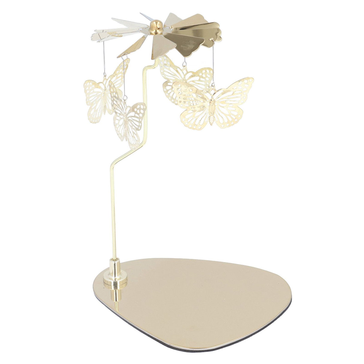 Candle Holder Round Triangle Tray Romantic European Style Stainless Steel Rotating Aromatherapy Wind Chime Candle Holder Butterfly