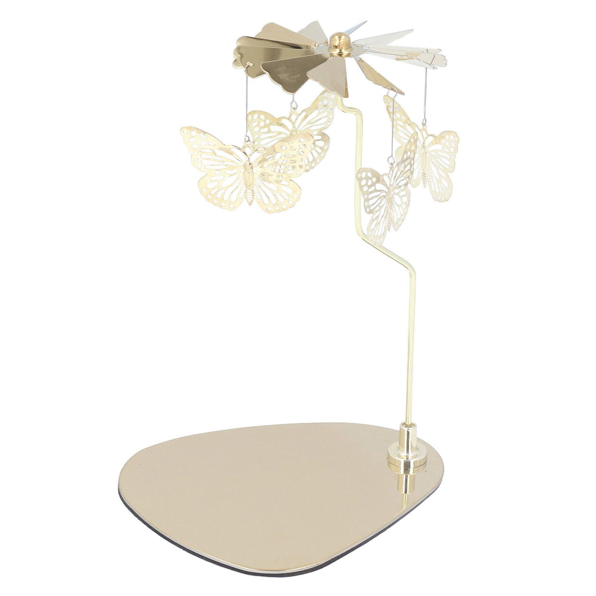Candle Holder Round Triangle Tray Romantic European Style Stainless Steel Rotating Aromatherapy Wind Chime Candle Holder Butterfly