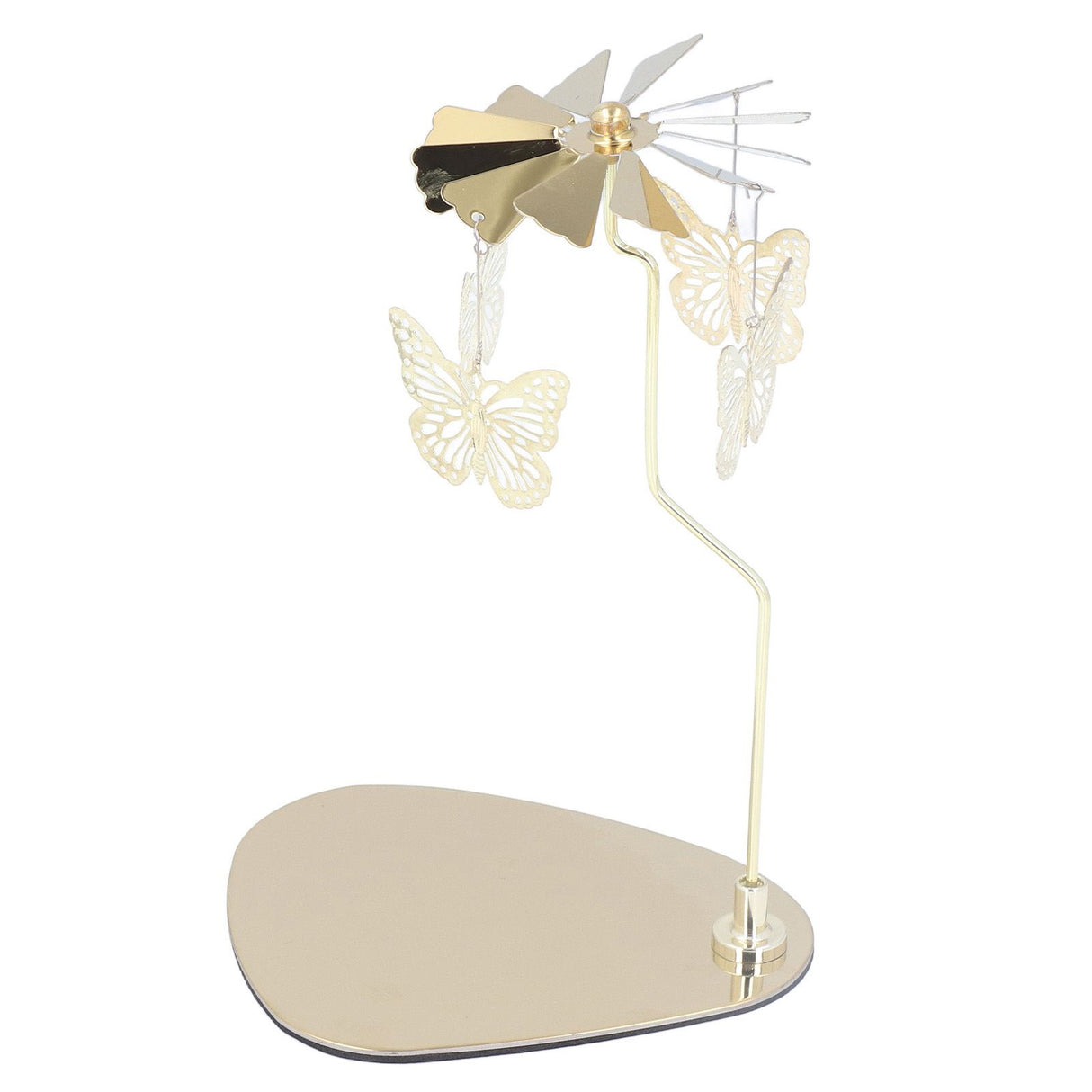 Candle Holder Round Triangle Tray Romantic European Style Stainless Steel Rotating Aromatherapy Wind Chime Candle Holder Butterfly