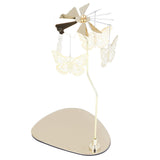 Candle Holder Round Triangle Tray Romantic European Style Stainless Steel Rotating Aromatherapy Wind Chime Candle Holder Butterfly - Low Angle