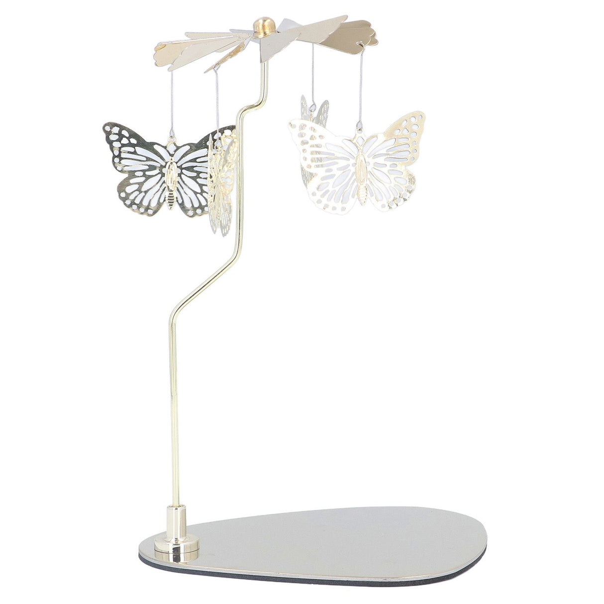 Candle Holder Round Triangle Tray Romantic European Style Stainless Steel Rotating Aromatherapy Wind Chime Candle Holder Butterfly