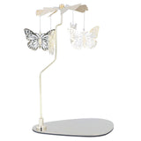 Candle Holder Round Triangle Tray Romantic European Style Stainless Steel Rotating Aromatherapy Wind Chime Candle Holder Butterfly - Extra Image
