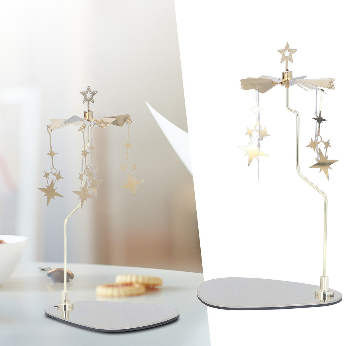 Candle Holder Round Triangle Tray Romantic European Style Stainless Steel Rotating Aromatherapy Wind Chime Candle Holder Star