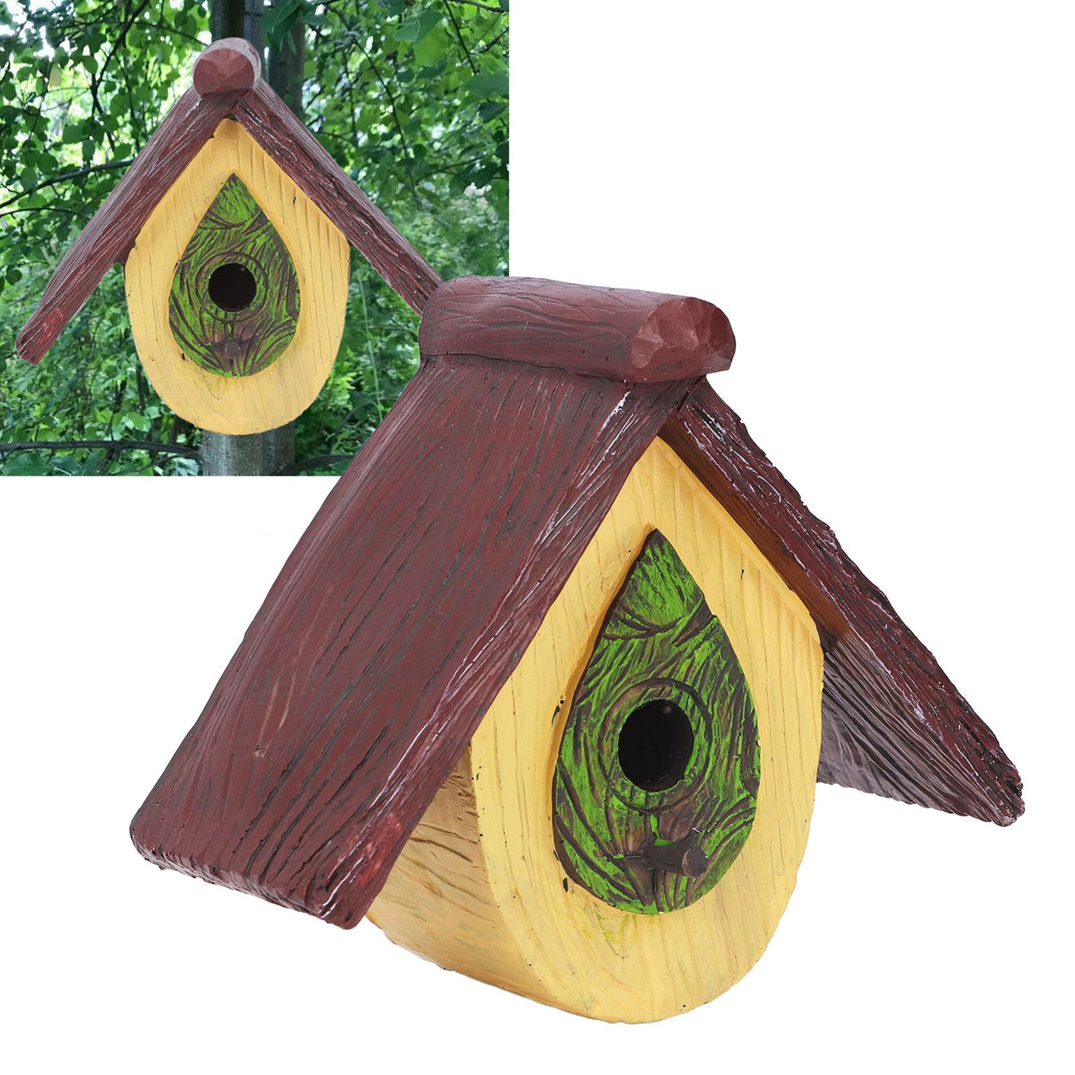 Bird House Garden Tree Decoration Hummingbird Synthetic Resin House Craft Pendant Artware Yellow
