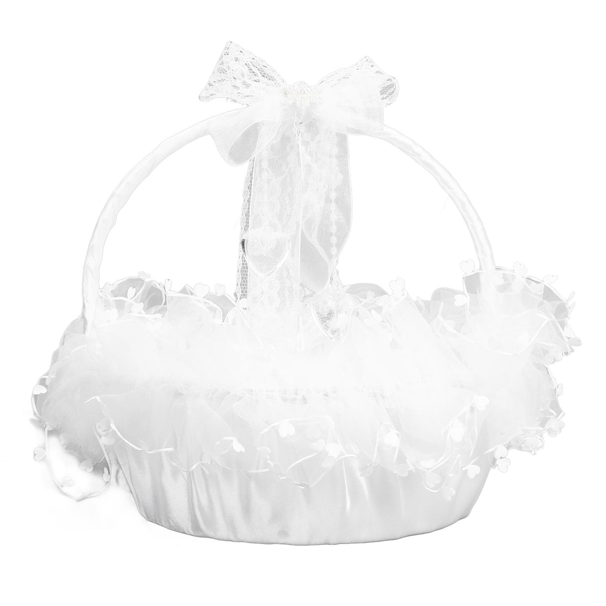 Flower Girl Basket Elegant Style Portable Durable Lace Material Wide Application Wedding Basket for Wedding Party
