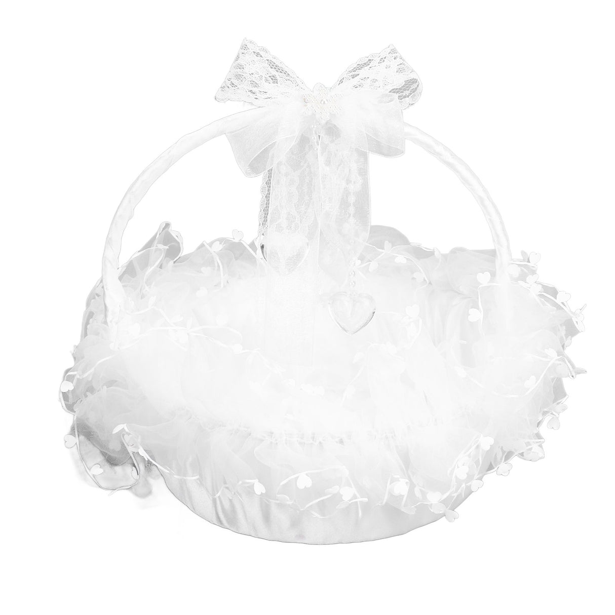 Flower Girl Basket Elegant Style Portable Durable Lace Material Wide Application Wedding Basket for Wedding Party