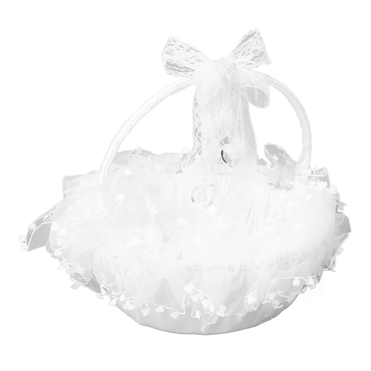 Flower Girl Basket Elegant Style Portable Durable Lace Material Wide Application Wedding Basket for Wedding Party