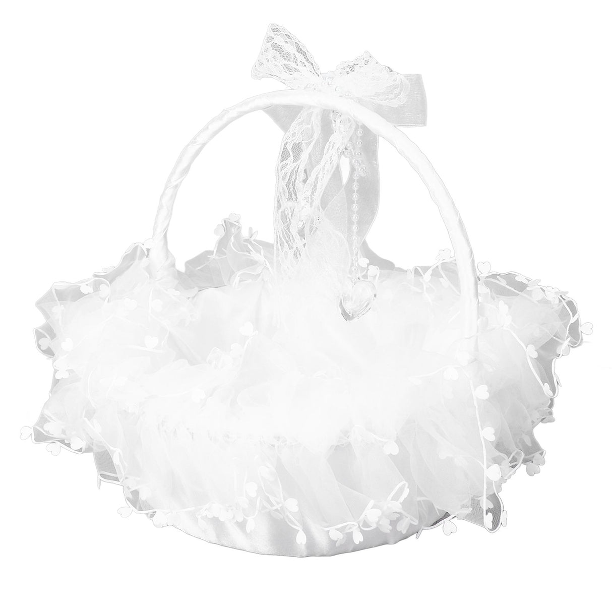 Flower Girl Basket Elegant Style Portable Durable Lace Material Wide Application Wedding Basket for Wedding Party