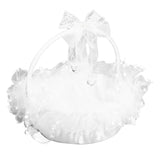 Flower Girl Basket Elegant Style Portable Durable Lace Material Wide Application Wedding Basket for Wedding Party