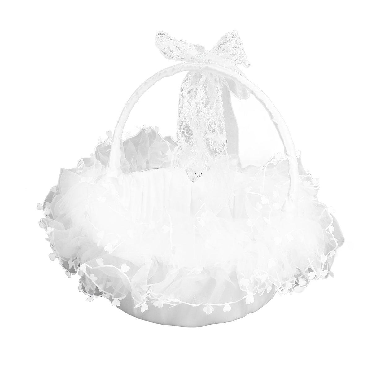 Flower Girl Basket Elegant Style Portable Durable Lace Material Wide Application Wedding Basket for Wedding Party
