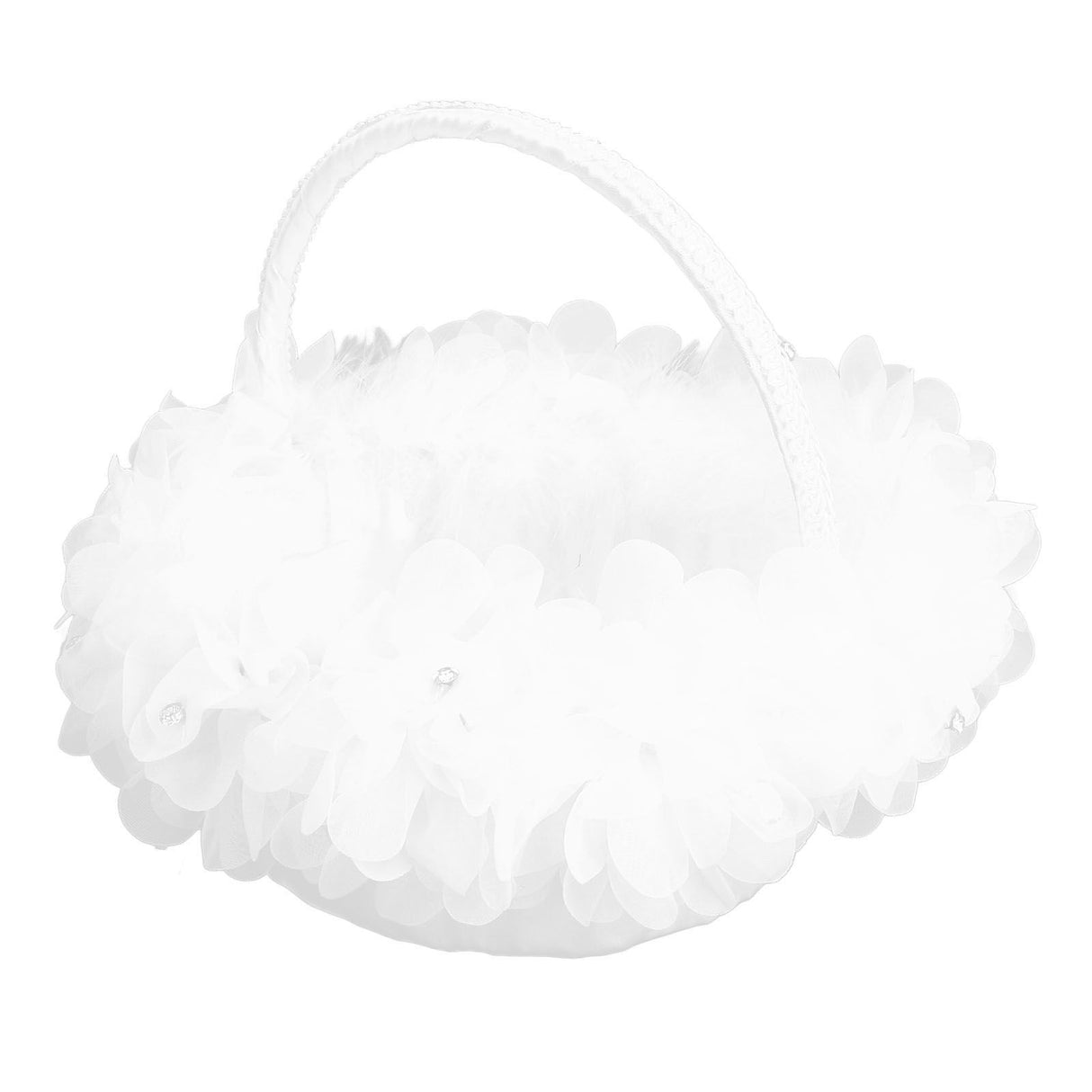 Wedding Flower Girl Basket Artificial Ostrich Feathers Lace Petal Western Wedding Flower Baskets for Wedding Party Photography Props