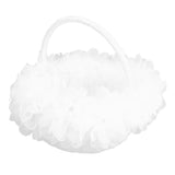 Wedding Flower Girl Basket Artificial Ostrich Feathers Lace Petal Western Wedding Flower Baskets for Wedding Party Photography Props - Front View