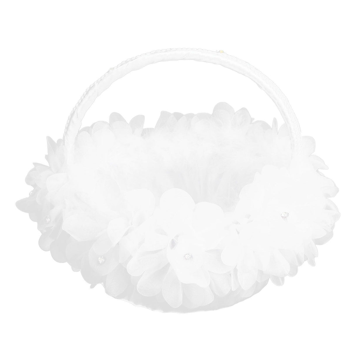 Wedding Flower Girl Basket Artificial Ostrich Feathers Lace Petal Western Wedding Flower Baskets for Wedding Party Photography Props