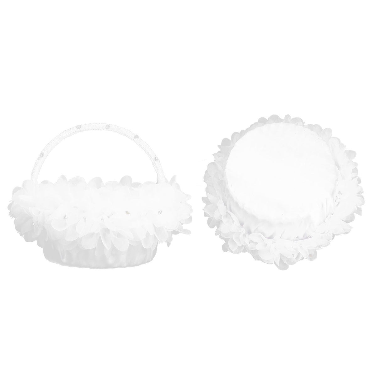 Wedding Flower Girl Basket Artificial Ostrich Feathers Lace Petal Western Wedding Flower Baskets for Wedding Party Photography Props