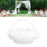 Wedding Flower Girl Basket Artificial Ostrich Feathers Lace Petal Western Wedding Flower Baskets for Wedding Party Photography Props