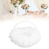 Wedding Flower Girl Basket Artificial Ostrich Feathers Lace Petal Western Wedding Flower Baskets for Wedding Party Photography Props - Extra Image