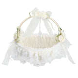 Wedding White Flower Basket Sufficient Capacity Lace Edge Elegant Romantic Flower Basket for Wedding Photography Props
