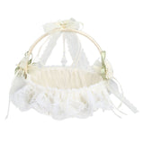 Wedding White Flower Basket Sufficient Capacity Lace Edge Elegant Romantic Flower Basket for Wedding Photography Props