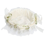 Wedding White Flower Basket Sufficient Capacity Lace Edge Elegant Romantic Flower Basket for Wedding Photography Props - Side View